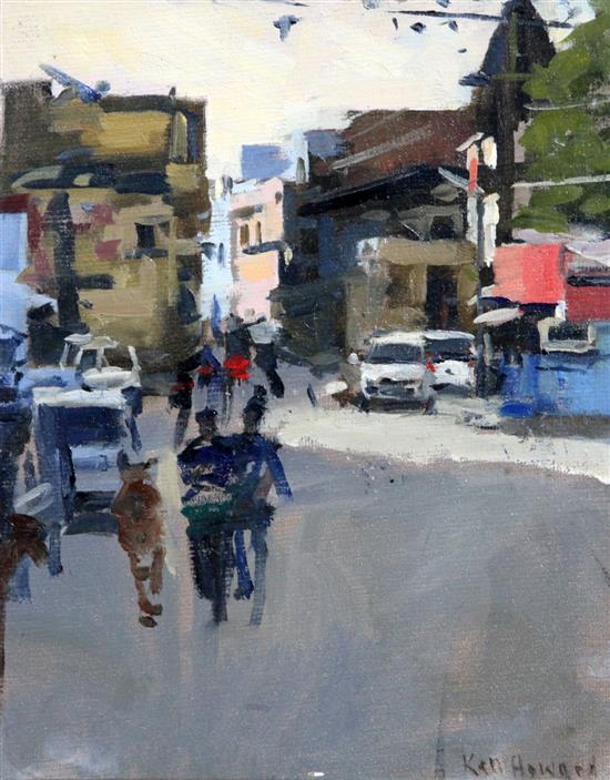 § Ken Howard (1932-) Italian street scene 9.75 x 7.5in.